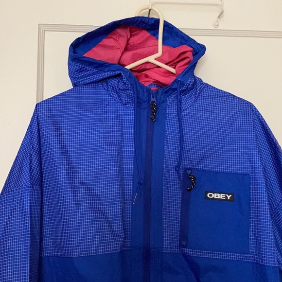 NWT Obey riverbed colbalt blue hooded jacket sz: S - Picture 2 of 11